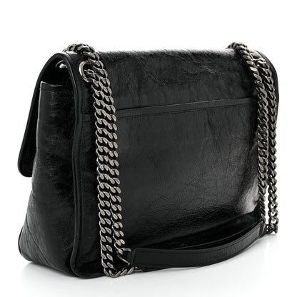 Saint Laurent Crinkled Calfskin Monogram Medium Niki Chain Satchel Black 3 of 10