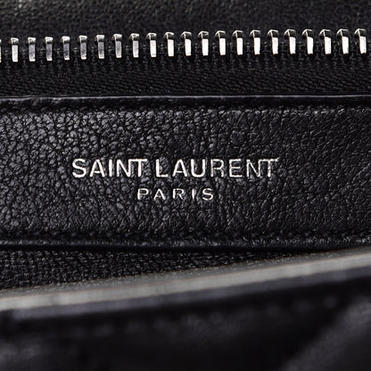 Saint Laurent Sheepskin Matelasse Chevron Monogram Monochrome Large College Satchel Black 4 of 9