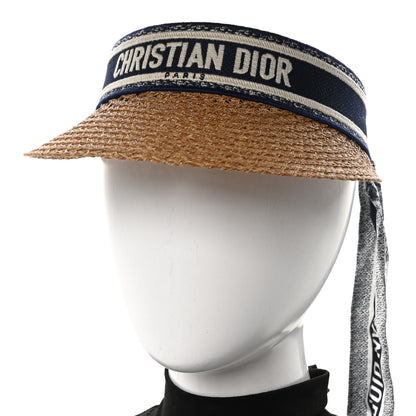 Christian Dior Straw Embroidered Dioriviera D-Ocean Visor Blue White 5 of 6