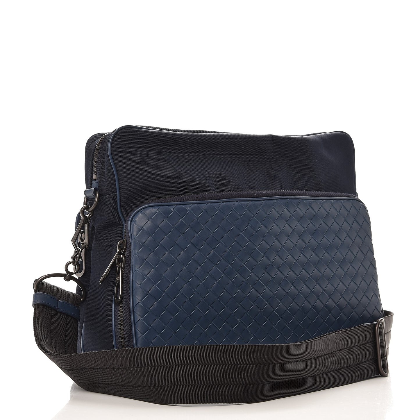 Canvas Calfskin Intrecciato Messenger Tourmaline Pacific