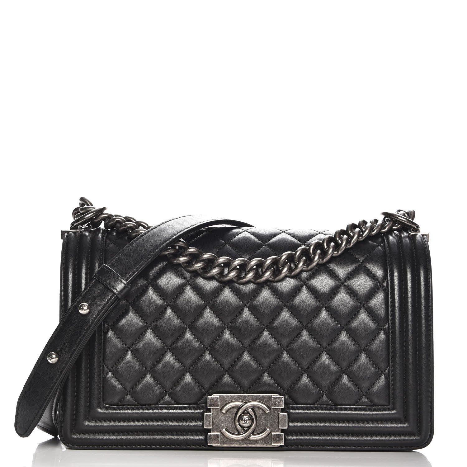 Chanel Lambskin Quilted Medium Boy Flap Black 1 of 9