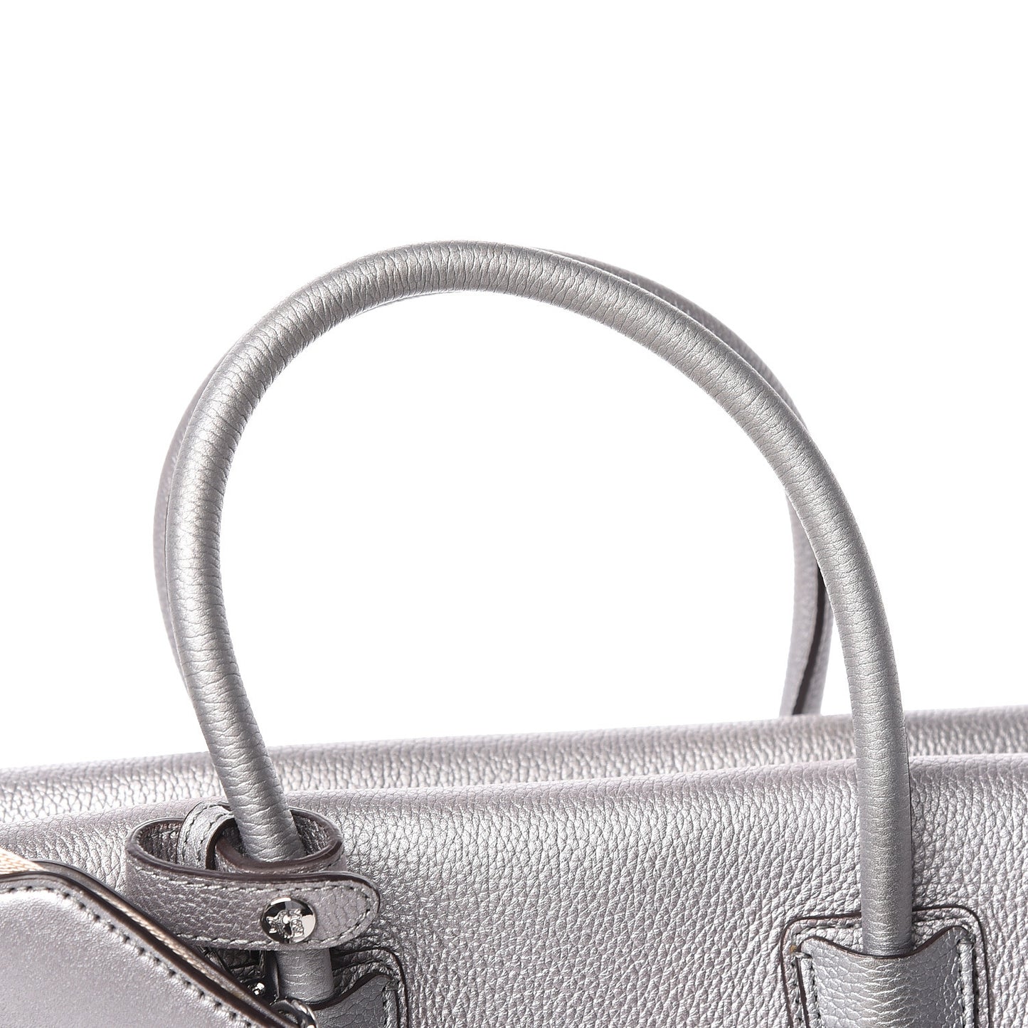 Metallic Grained Calfskin Medium Milla Tote Spike Silver
