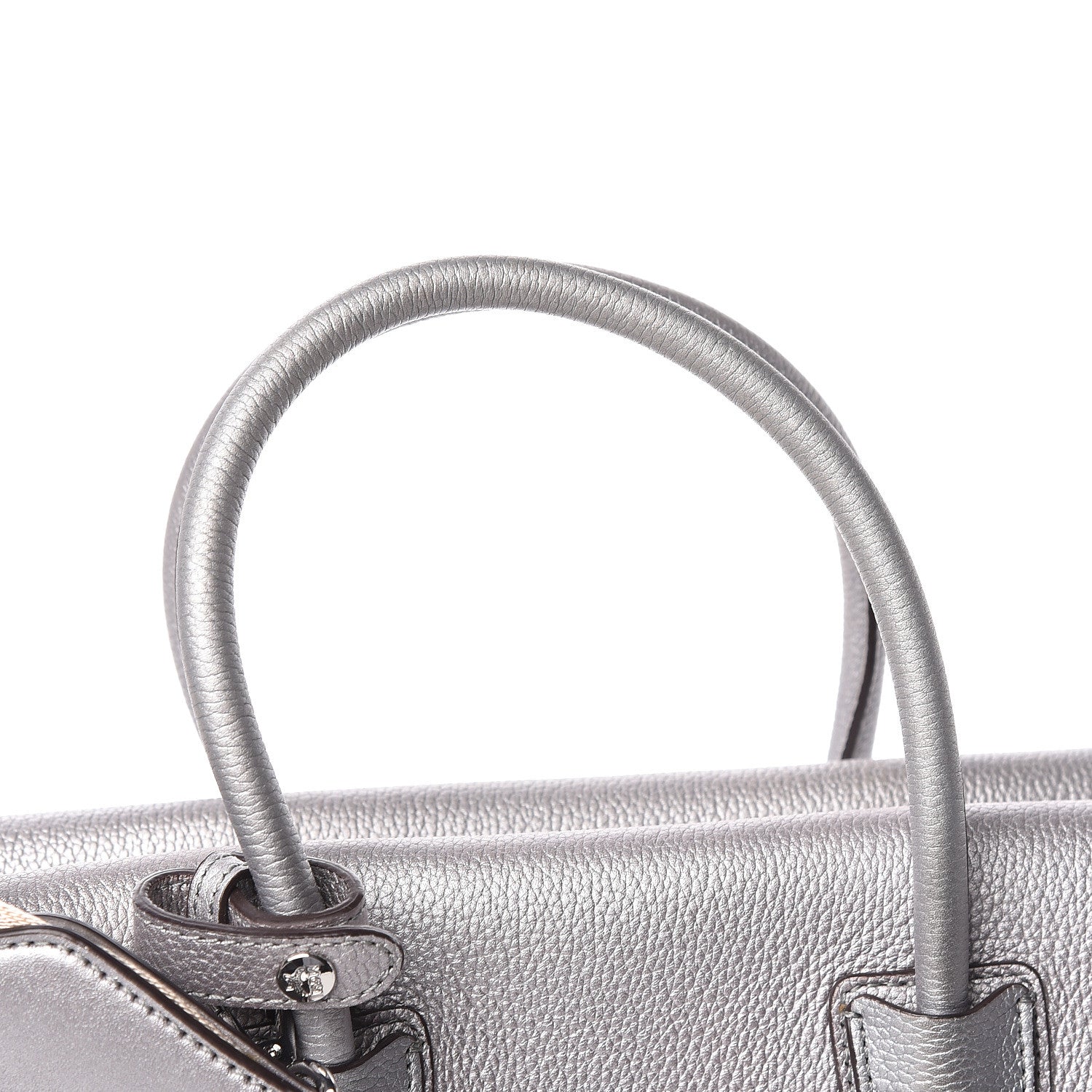 MCM Metallic Grained Calfskin Medium Milla Tote Spike Silver 12 of 17