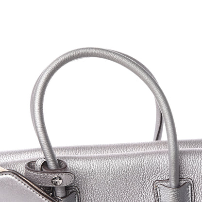 MCM Metallic Grained Calfskin Medium Milla Tote Spike Silver 12 of 17