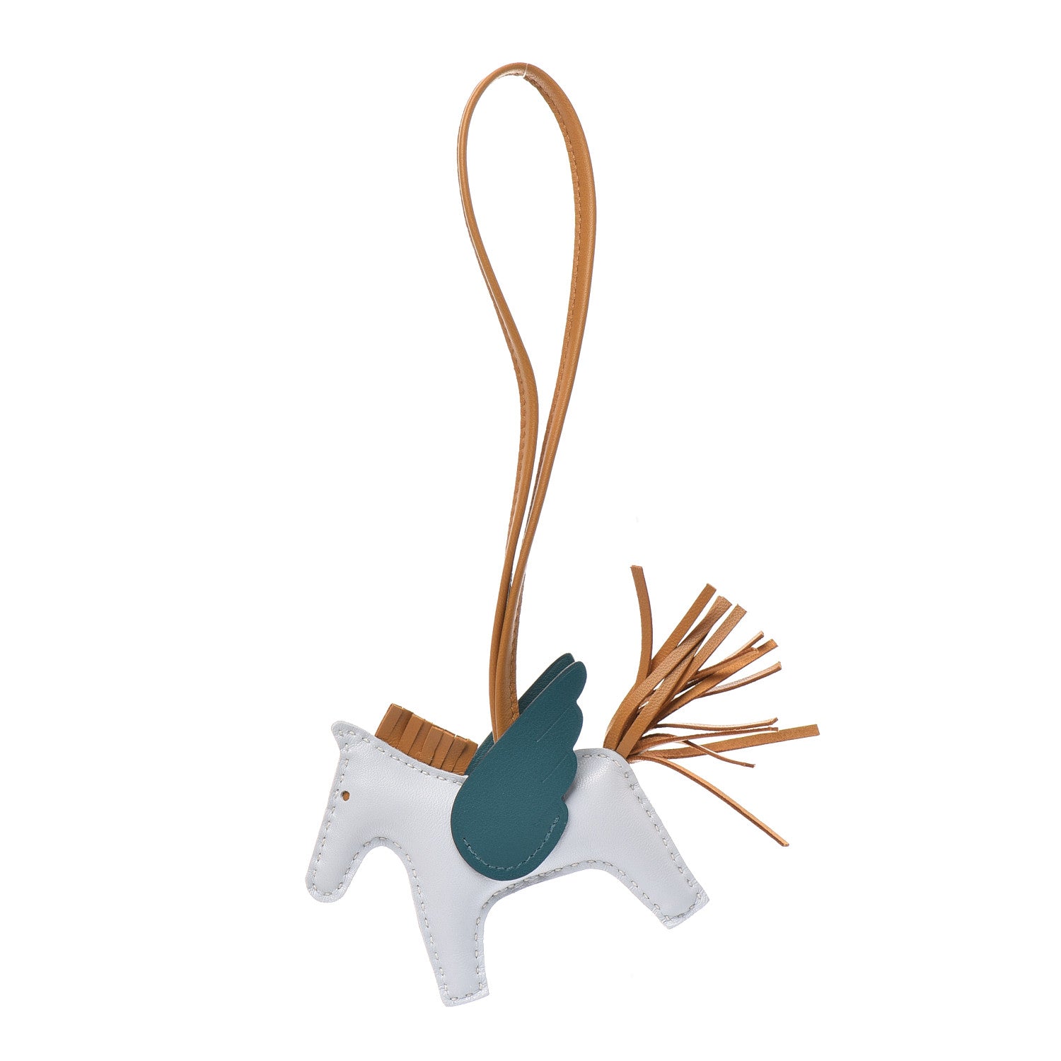 Hermes Milo Lambskin Grigri Rodeo Pegase Horse Bag Charm PM Bleu Brume Sesame Vert Bosphore 1 of 3