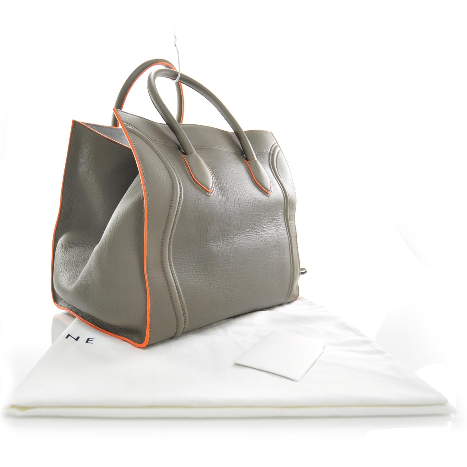 Celine Smooth Calfskin Large Phantom Luggage Grey Orange 3 of 9
