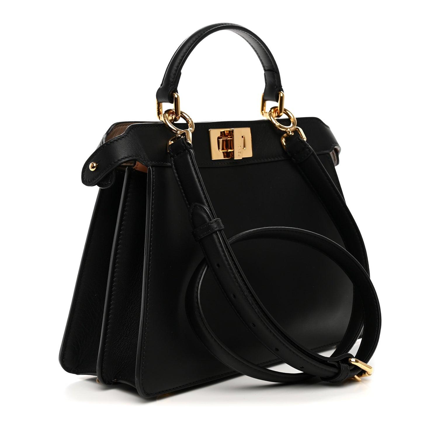 Vitello Seta Nappa Bi-Color Small Peekaboo I SEE U Satchel Black Light Rose Tortora