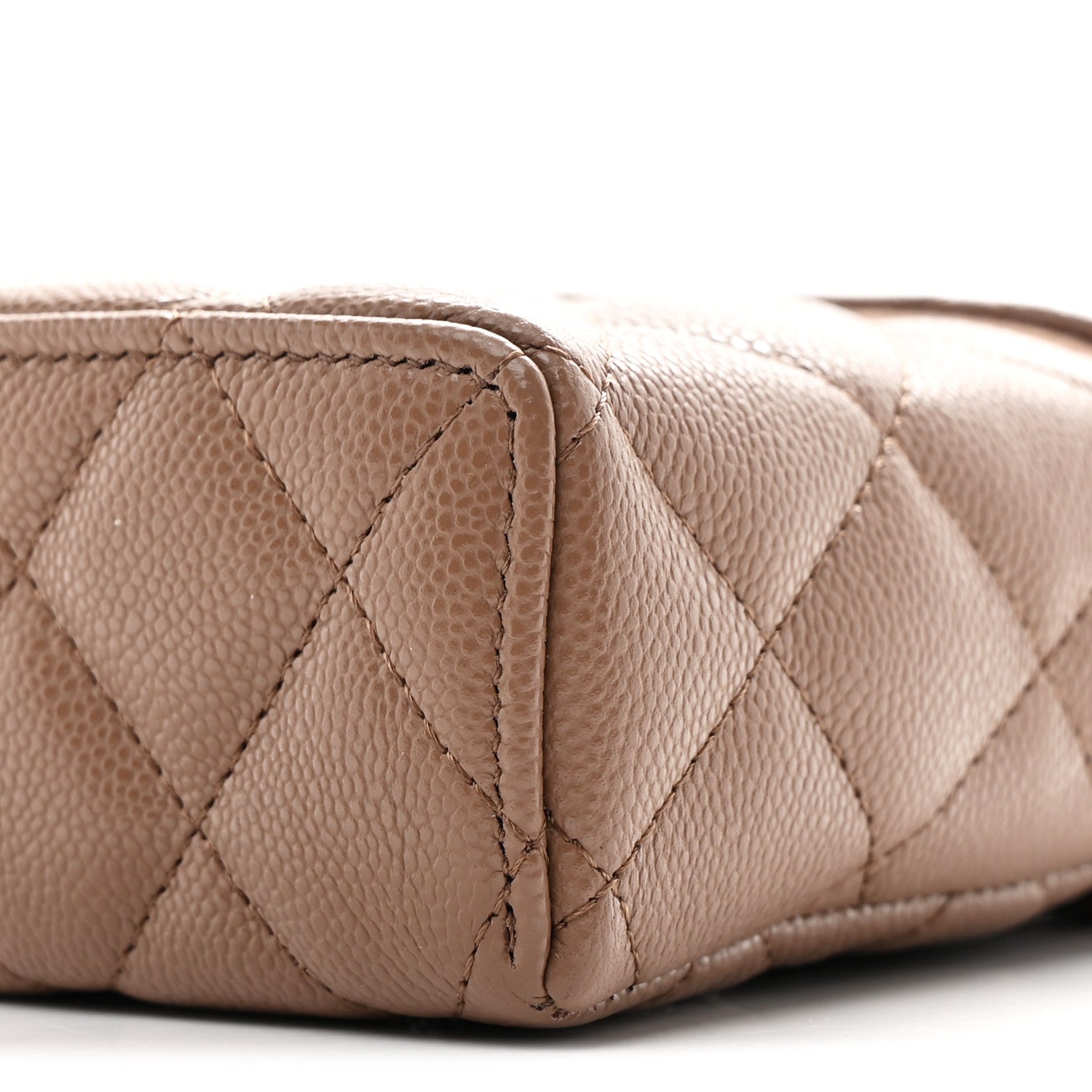 Chanel Caviar Quilted Top Handle Slim Vanity With Chain Dark Beige 10 of 11