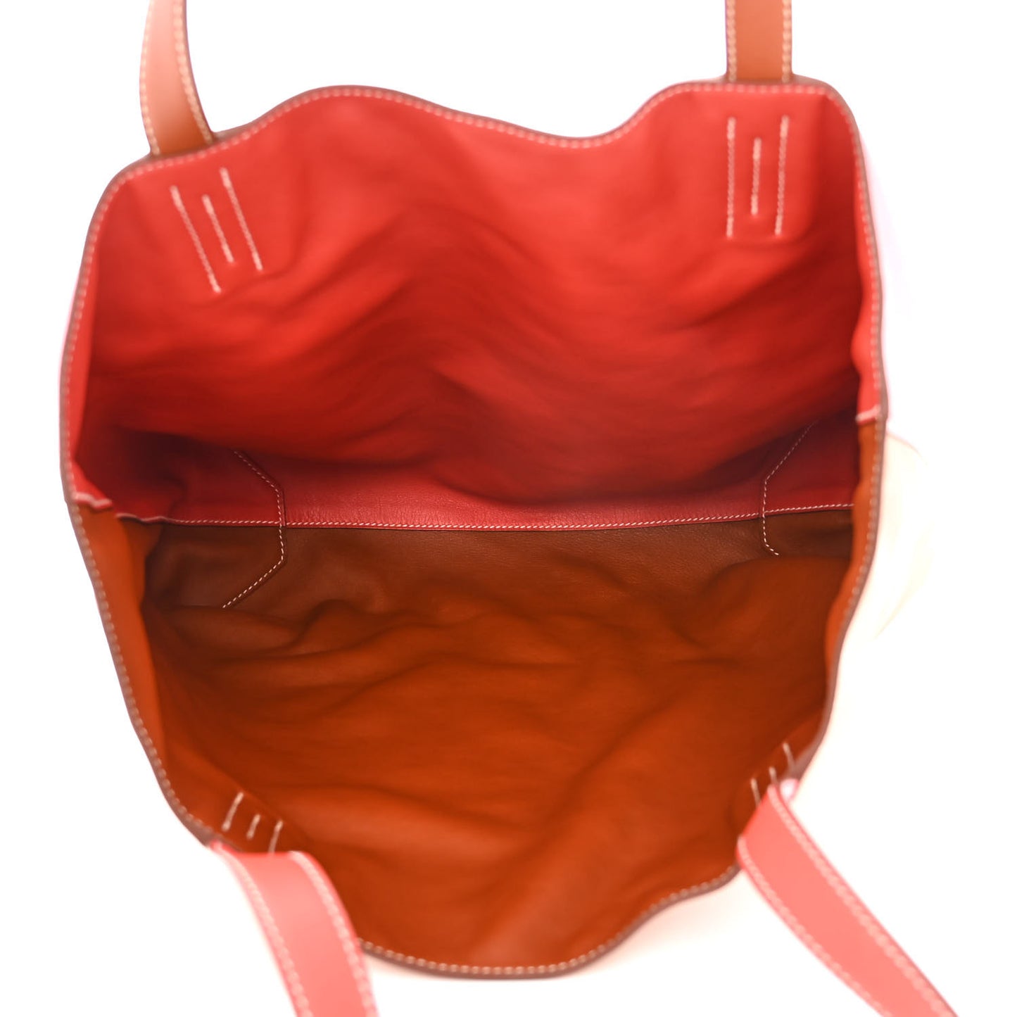 Veau Sikkim Double Sens 36 Reversible Tote Gold Rose Azalee Rouge Casaque Brique