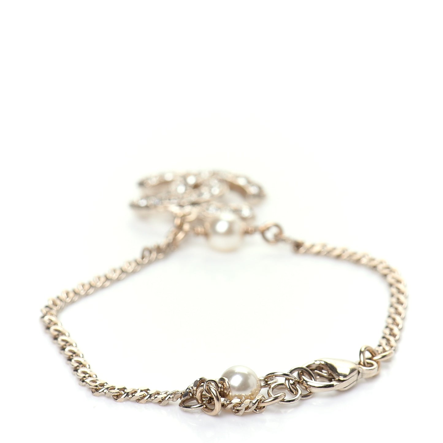 Pearl Crystal CC Bracelet Light Gold