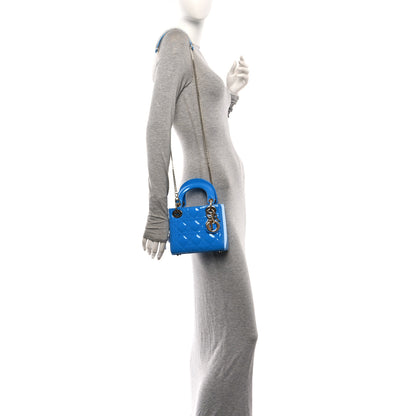Christian Dior Patent Cannage Mini Lady Dior Blue 2 of 10
