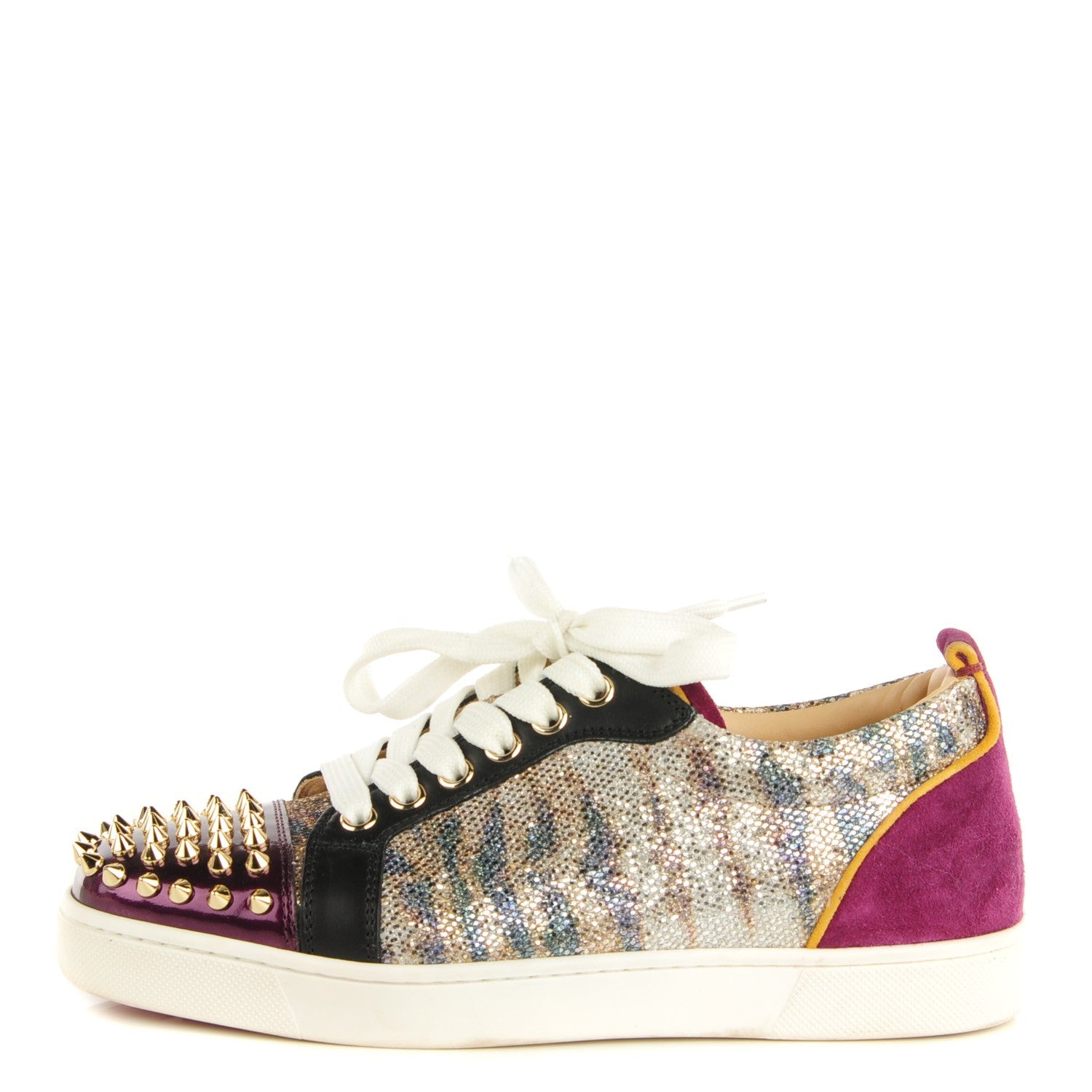 Christian Louboutin Patent Suede Calfskin Louis Spikes Flat Sneakers 36.5 Purple 1 of 6