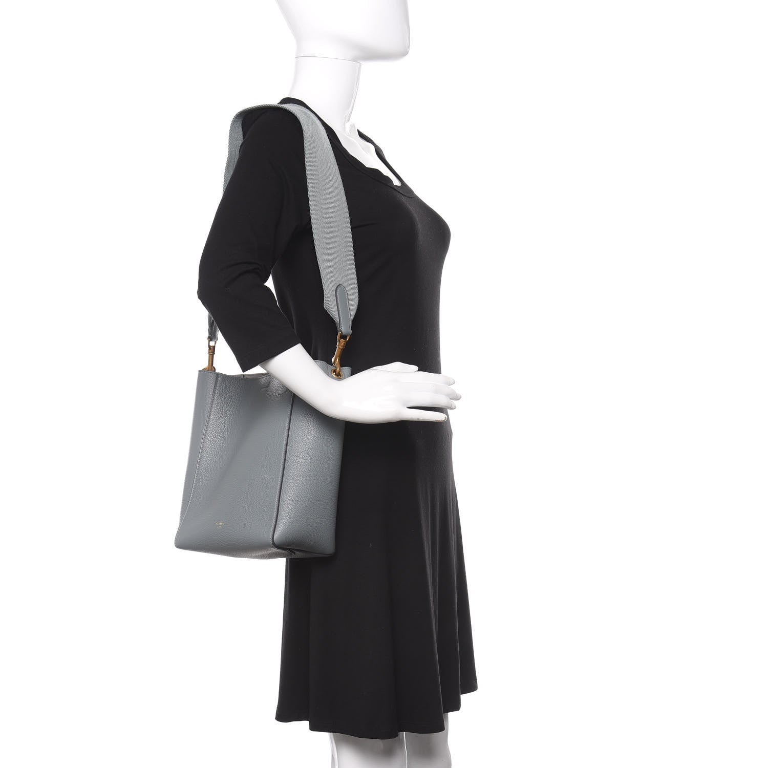 Celine Soft Grained Calfskin Small Sangle Bucket Bag Grey 2 of 7