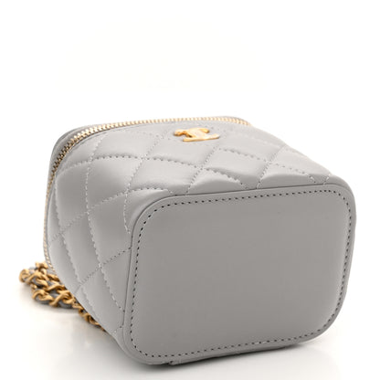 Chanel Lambskin Quilted Pearl Crush Mini Vanity Case With Chain Grey 4 of 11