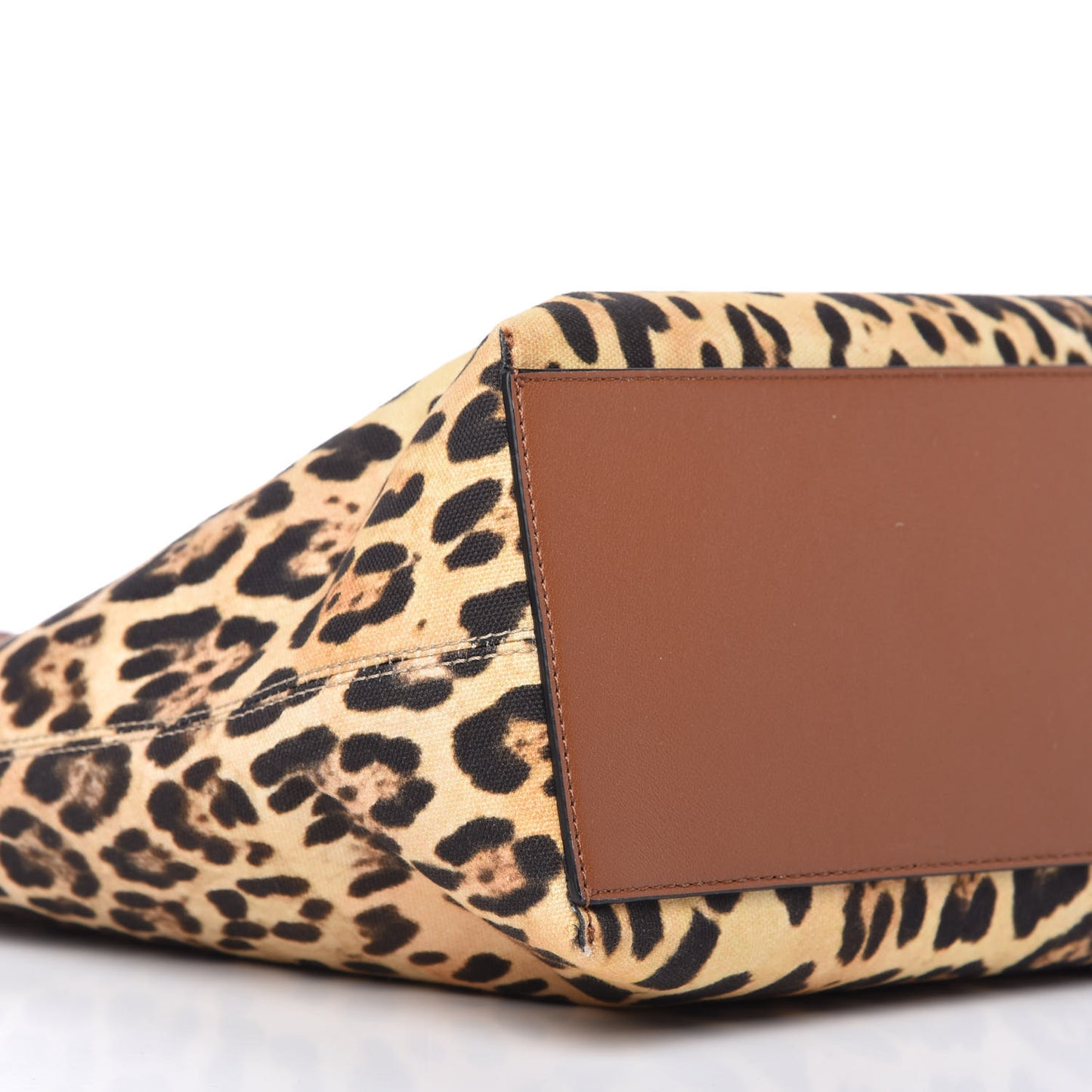 Canvas Nappa Leopard Print Rockstud Tote Brown
