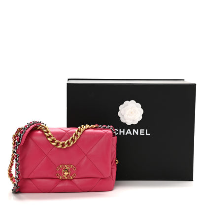 Chanel Lambskin Quilted Medium Chanel 19 Flap Dark Pink 11 of 11
