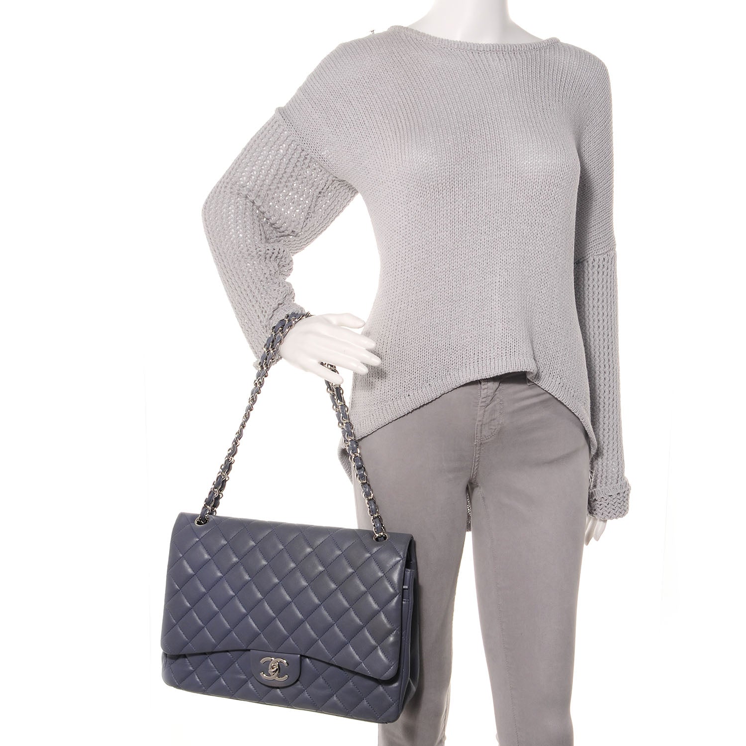 Chanel Lambskin Quilted Maxi Double Flap Purple 2 of 9