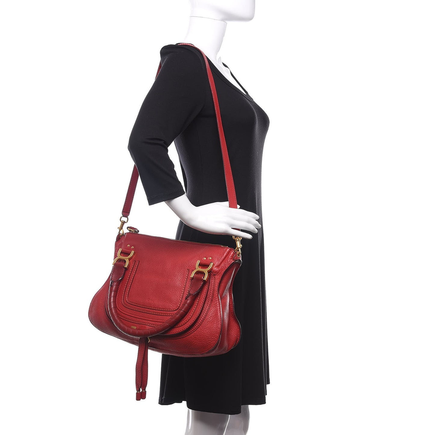 Calfskin Medium Marcie Satchel Acerola