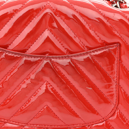 Chanel Patent Calfskin Chevron Quilted Mini Rectangular Flap Red 12 of 14