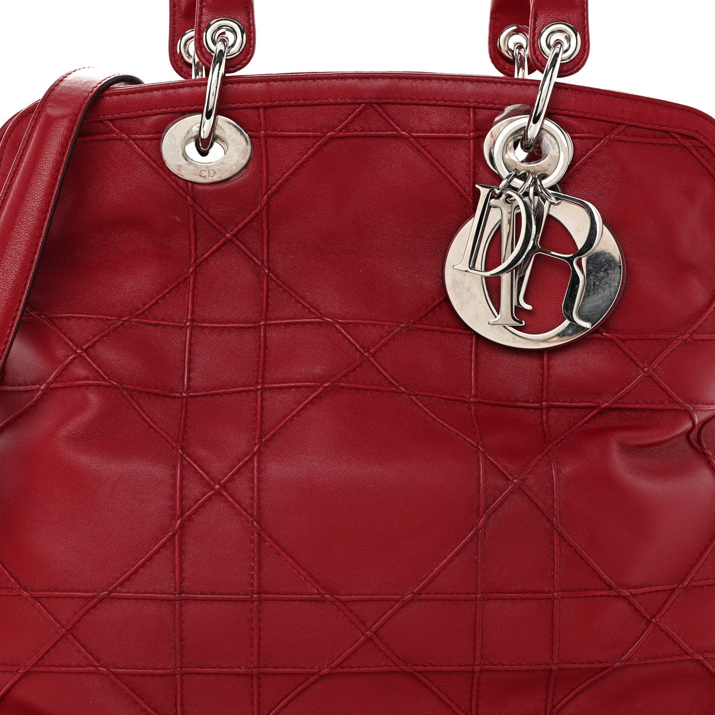 Lambskin Cannage Medium Granville Tote Red