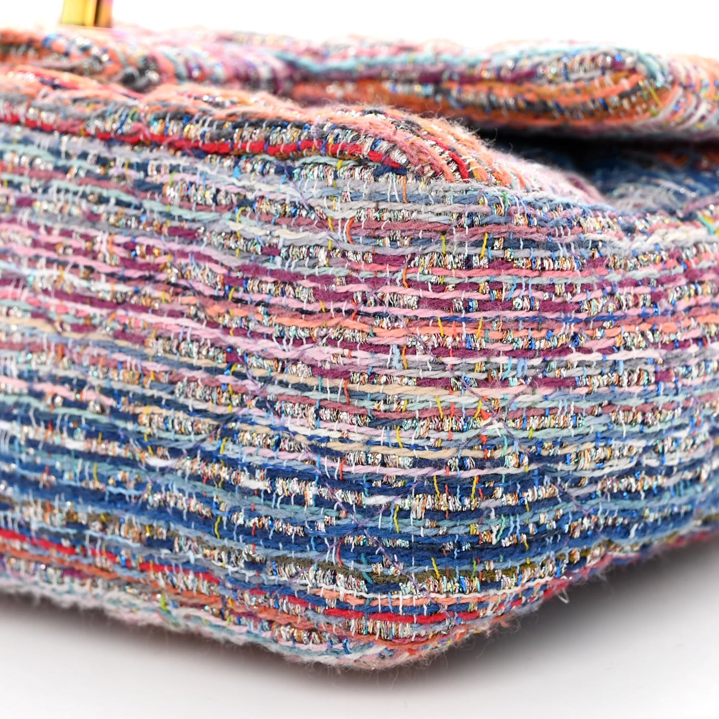 Tweed Quilted Mini Rectangular Flap Blue Pink Orange