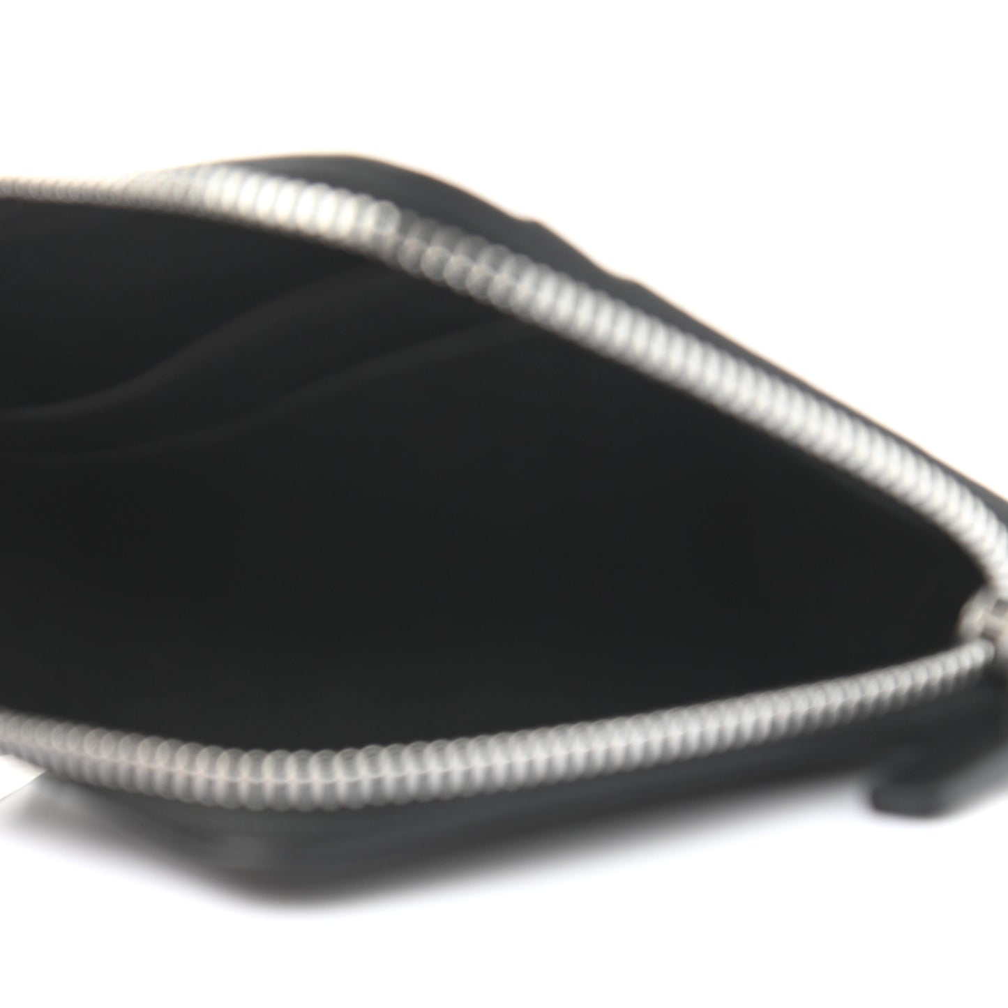 Calfskin Zip Chain Wallet Black