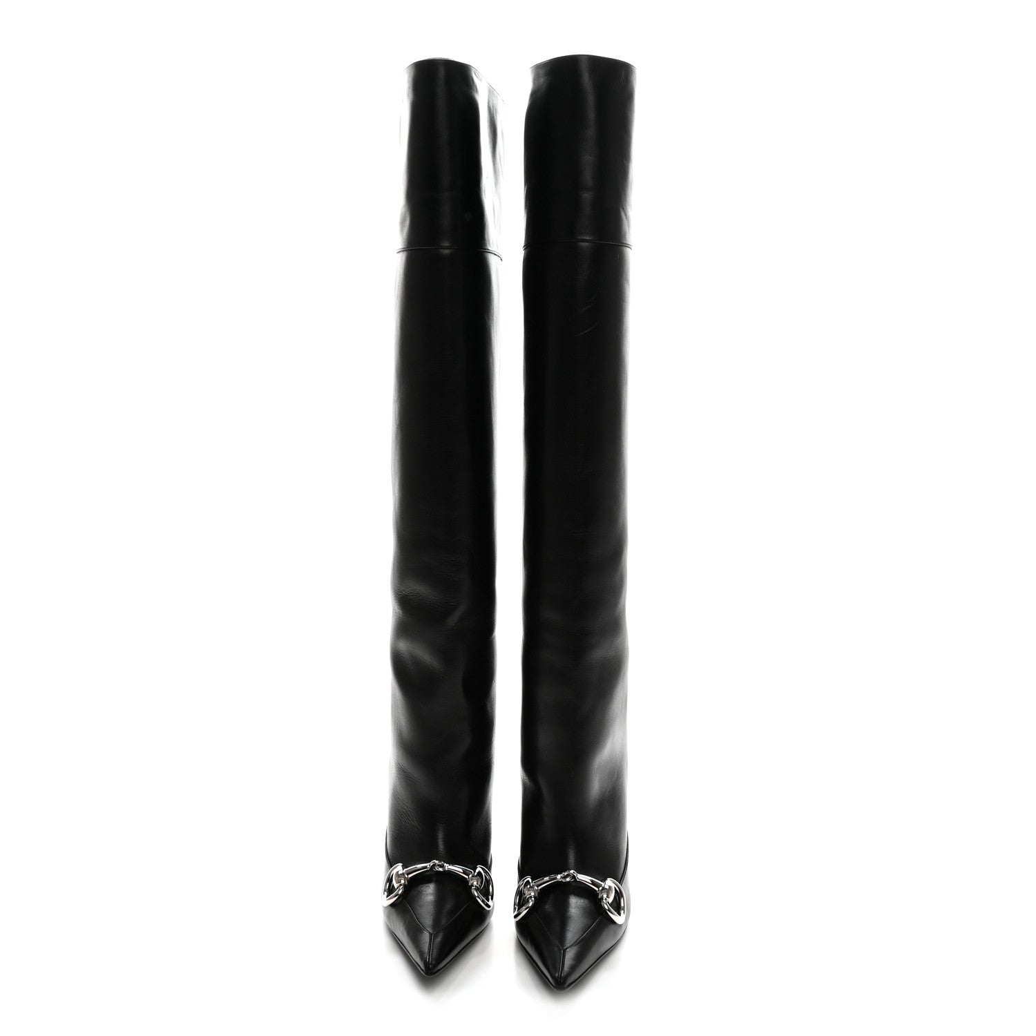 Gucci Nappa Boulevard Horsebit Knee High Boots 39 Black 2 of 7