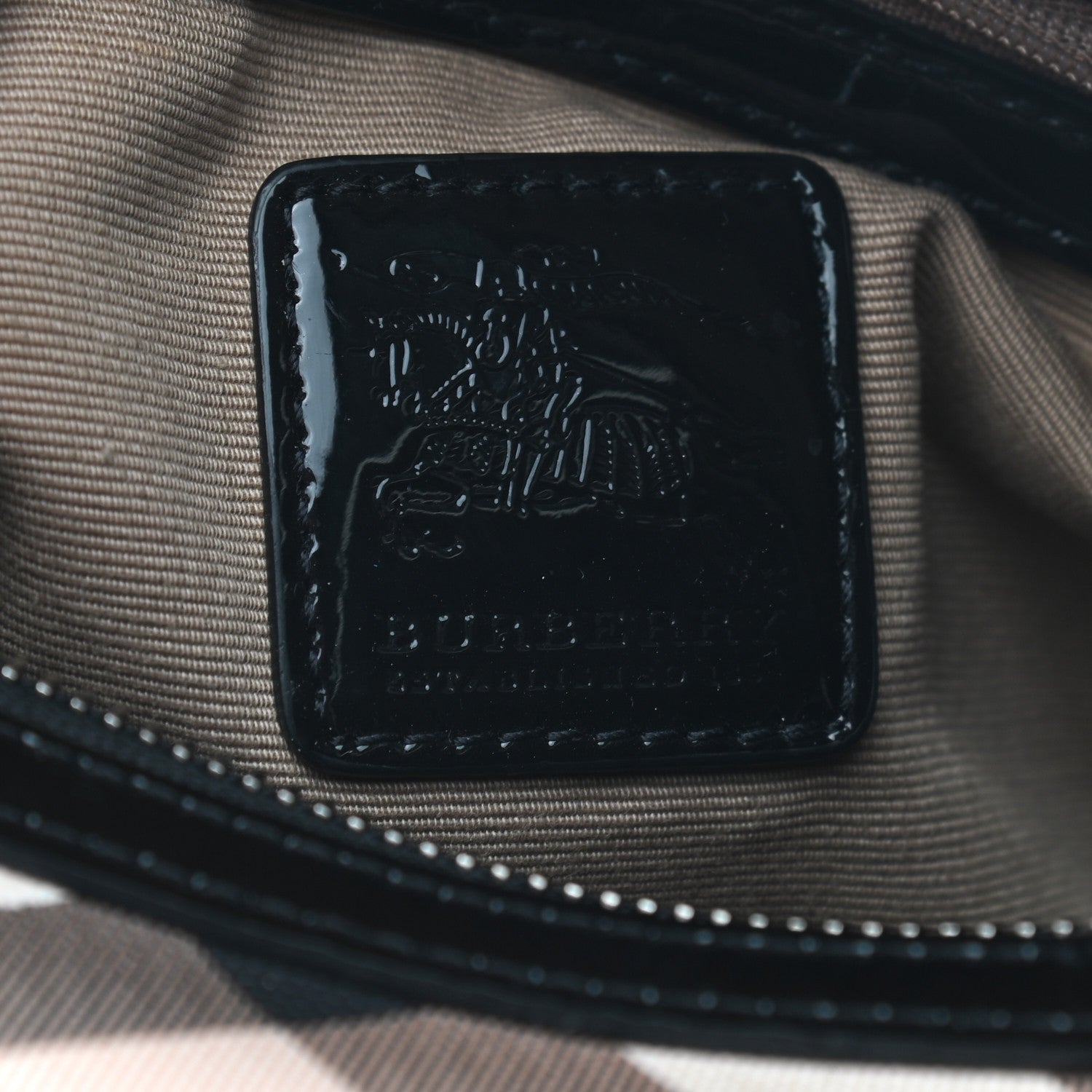 Burberry Nova Check Patent Small Chester Bowling Bag Black 5 of 7