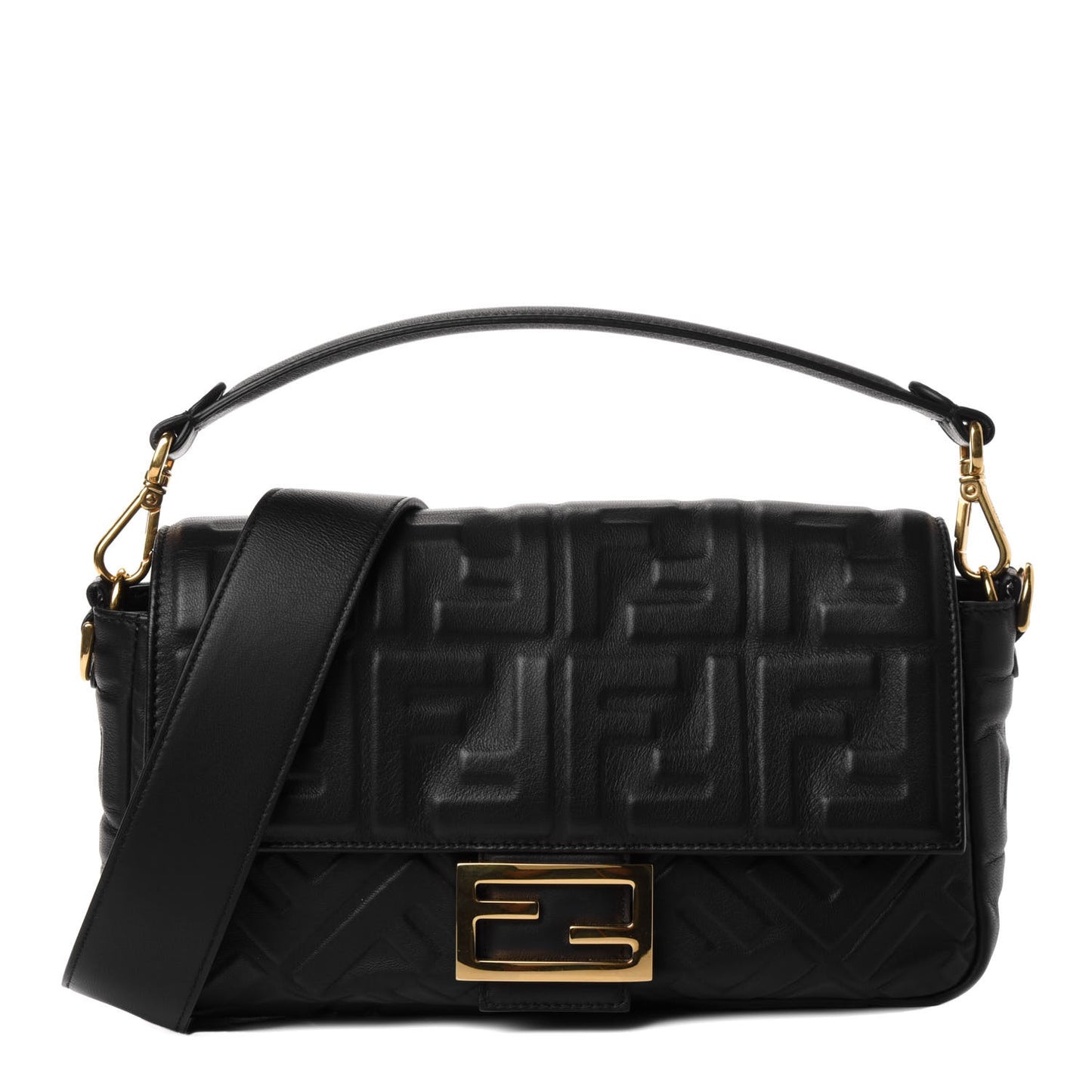 Nappa FF 1974 Embossed Baguette Black