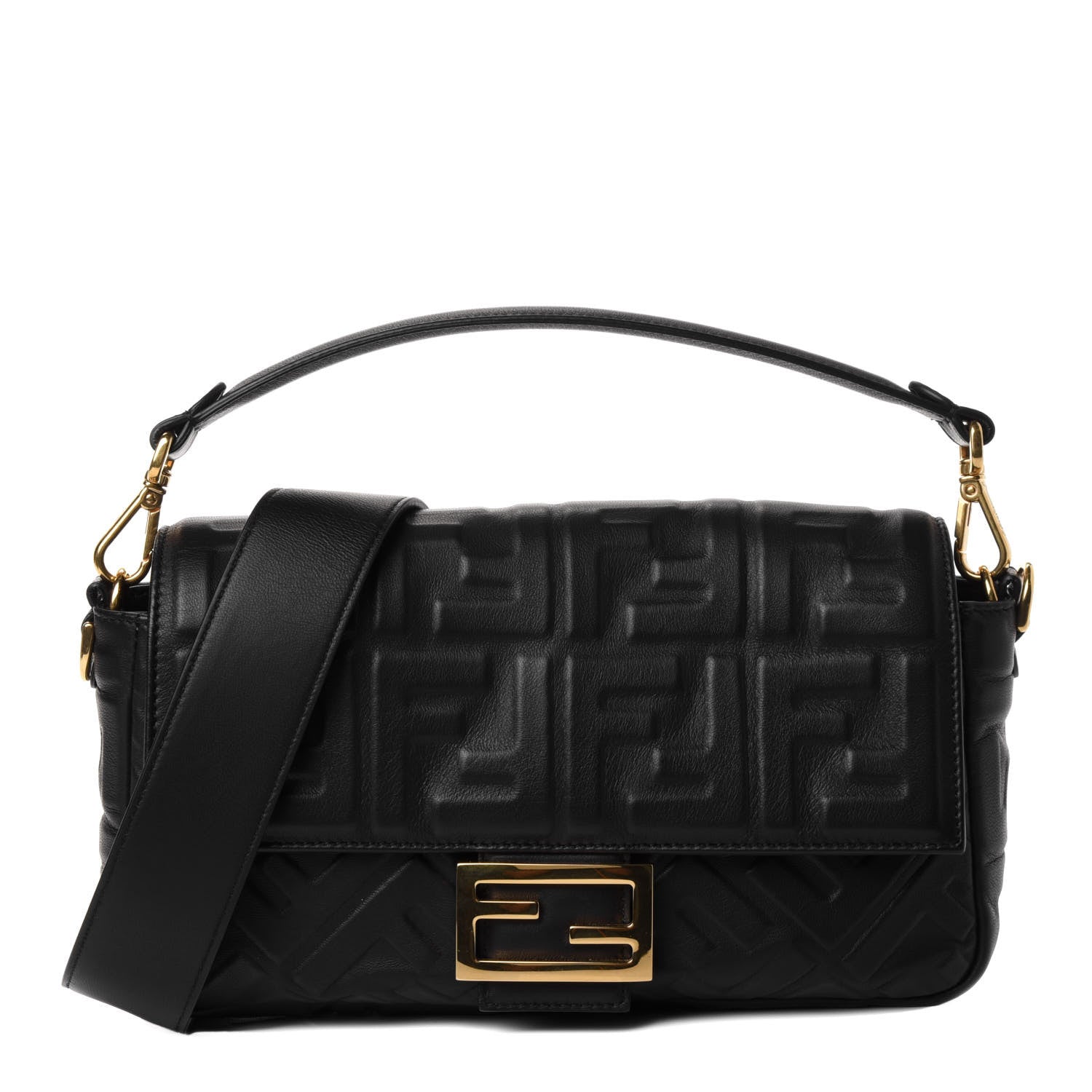 Fendi Nappa FF 1974 Embossed Baguette Black 1 of 4