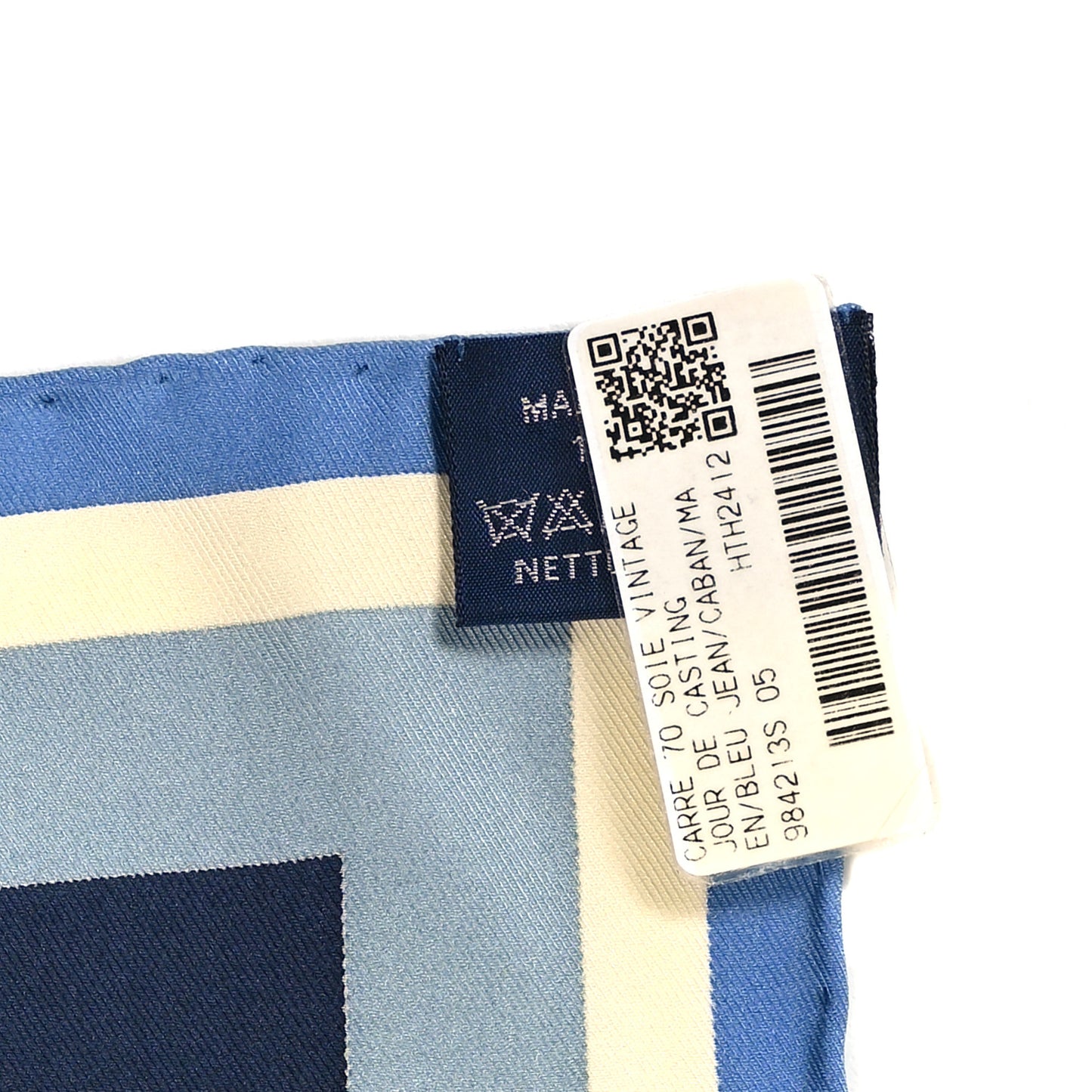 Silk Vintage Jour De Casting Scarf 70 Bleu Jean Caban Marron