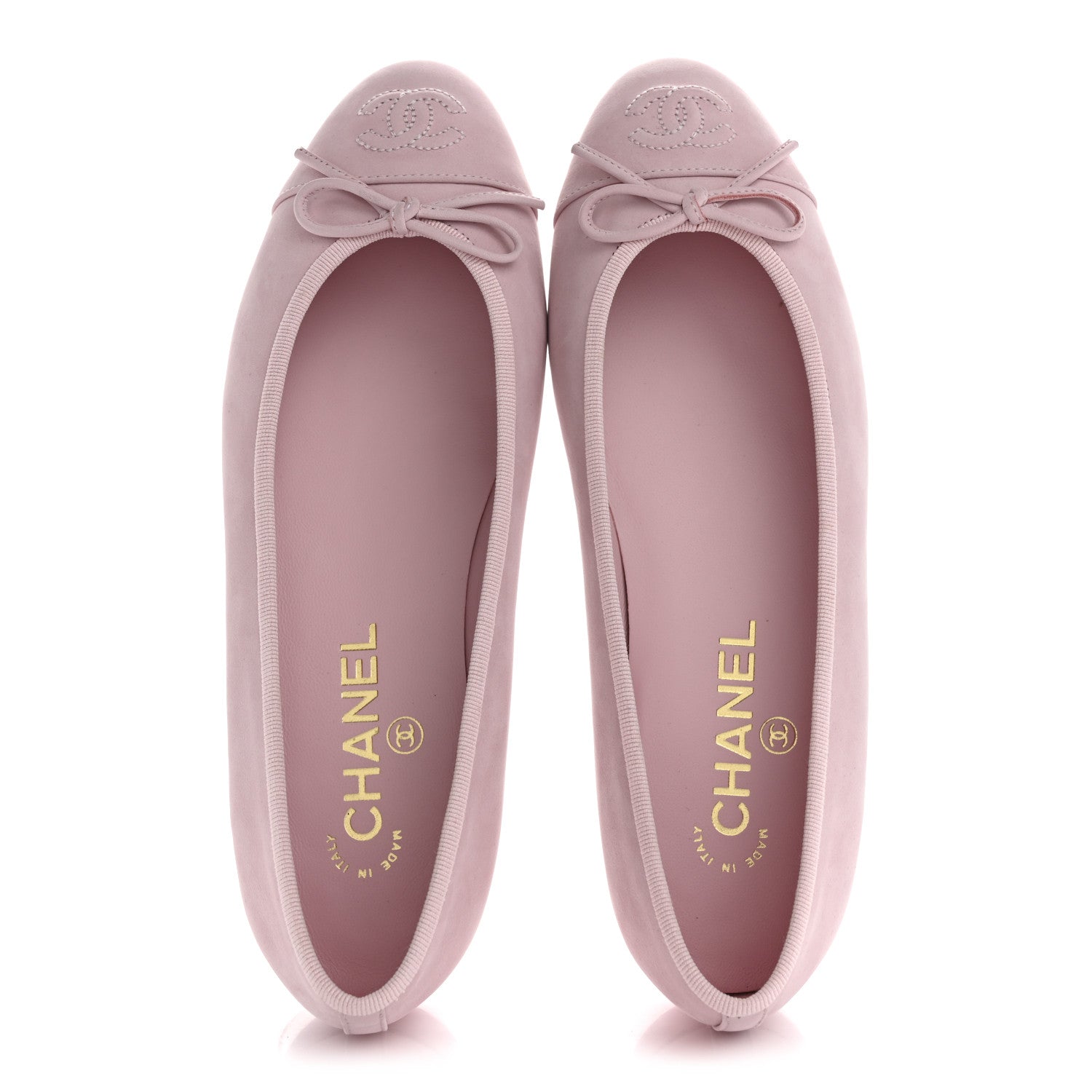 Chanel Suede Calfskin Cap Toe CC Ballerina Flats 38 Light Pink 2 of 10