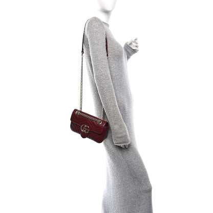 Gucci Calfskin Matelasse Small GG Marmont Shoulder Bag Rosso Ancora Red 2 of 11