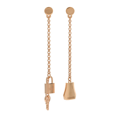 Hermes 18K Rose Gold Kelly Clochette Earrings 1 of 5