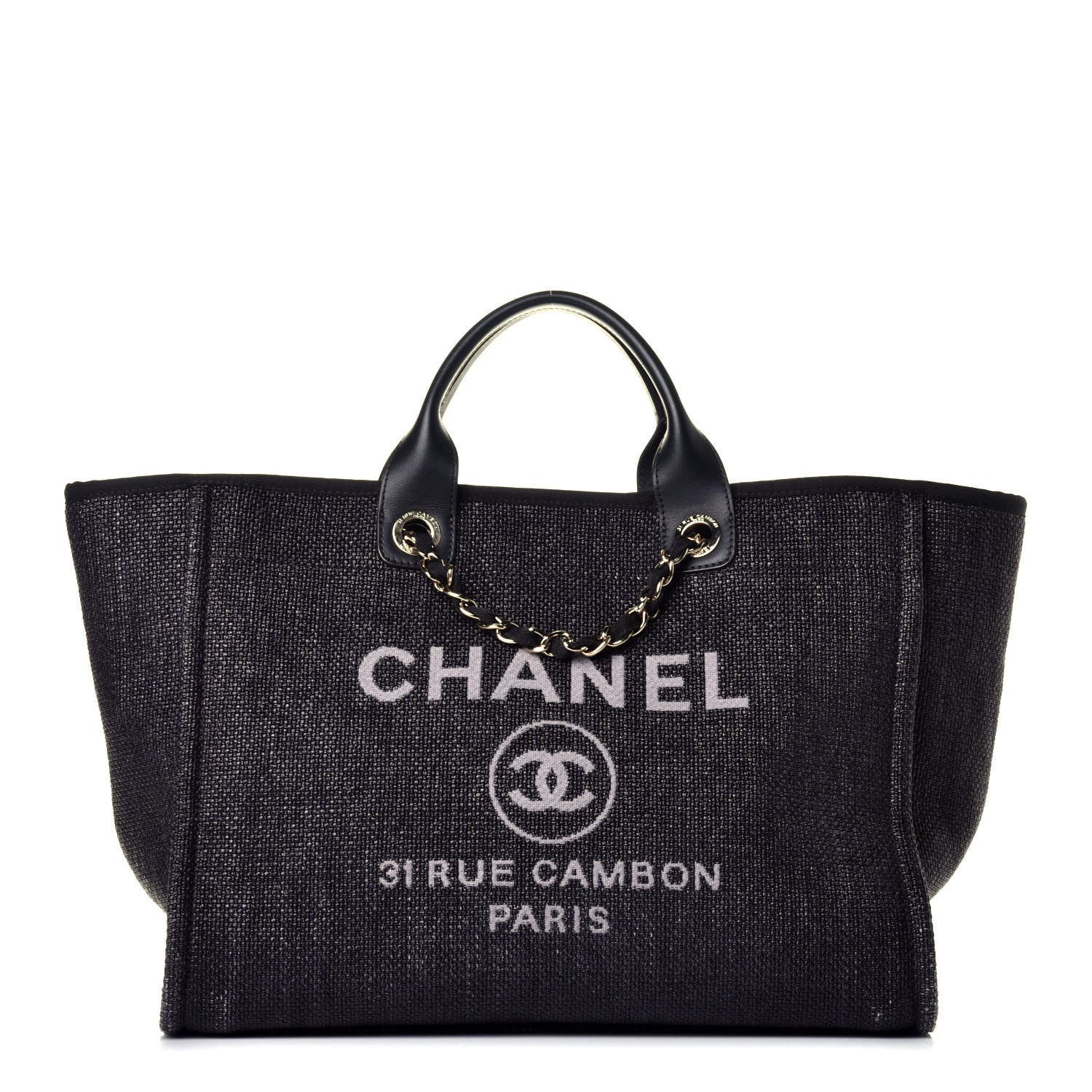 Chanel Woven Straw Raffia Large Deauville Tote Black 1 of 9