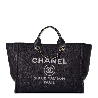 Chanel Woven Straw Raffia Large Deauville Tote Black 1 of 9