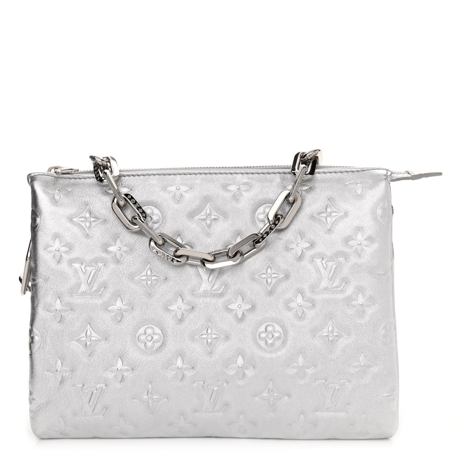 Louis Vuitton Metallic Lambskin Embossed Monogram Coussin PM Silver 1 of 10