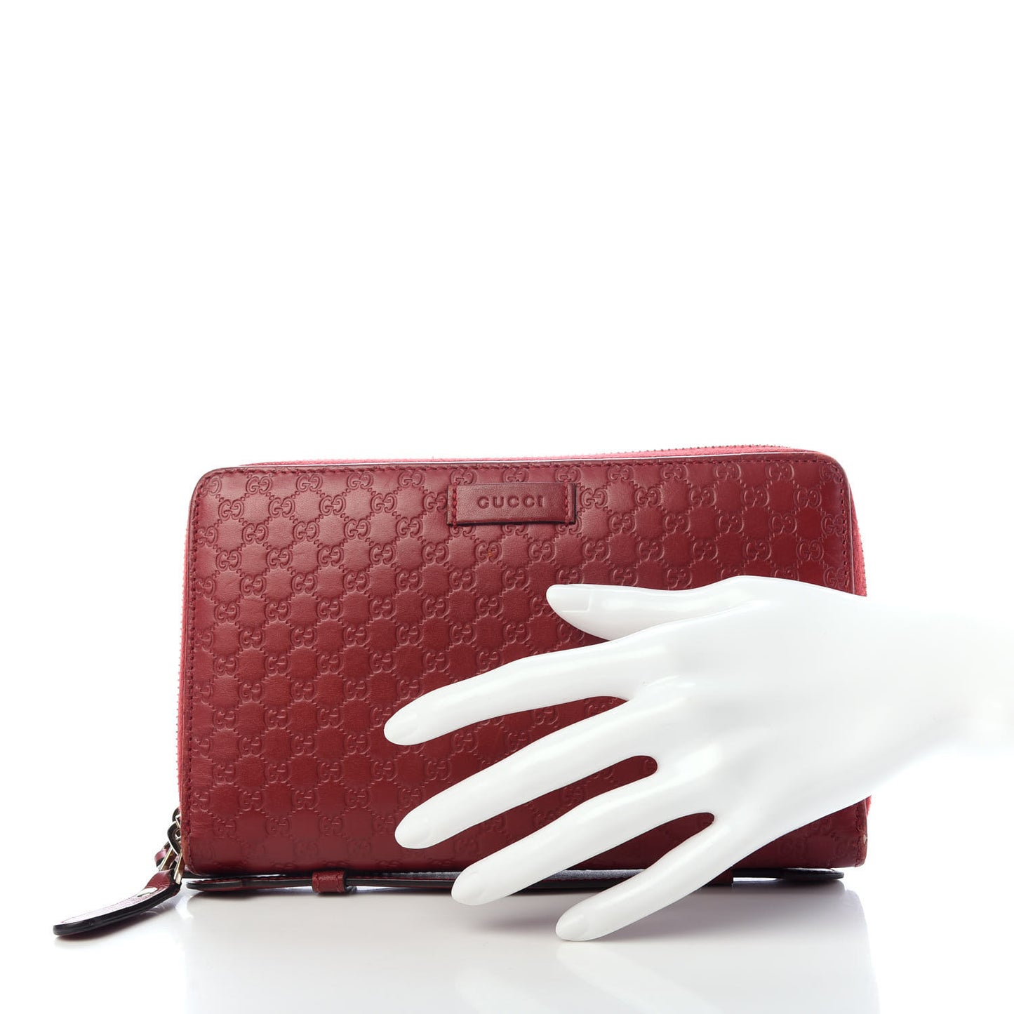 Microguccissima Zip Around Top Handle Travel Wallet Red