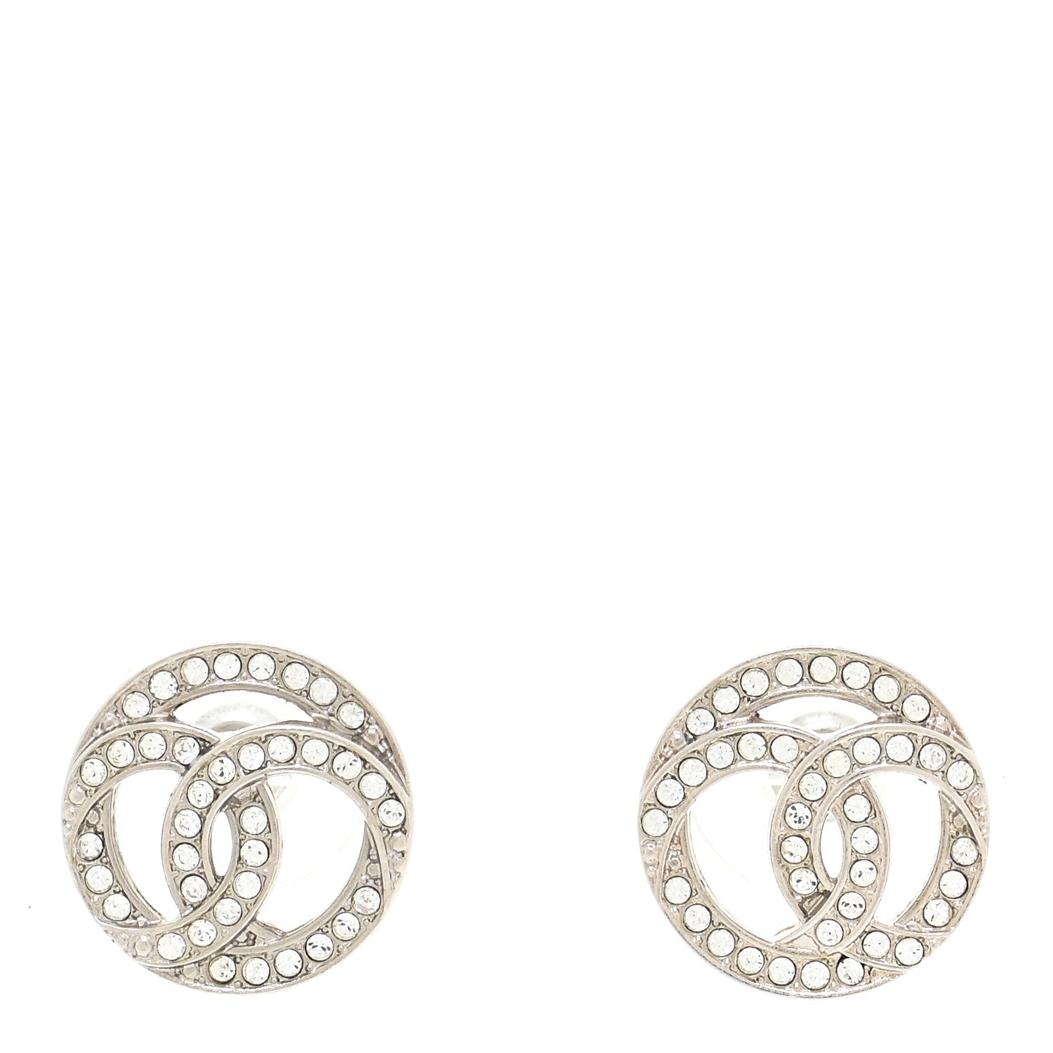 Chanel Crystal CC Earrings Silver 1 of 5