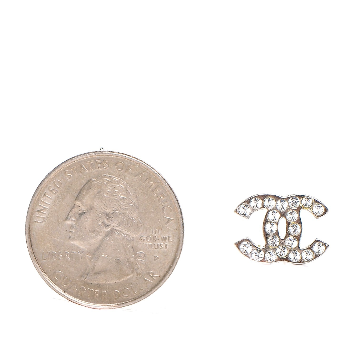 Chanel Crystal Timeless CC Earrings Silver 2 of 5