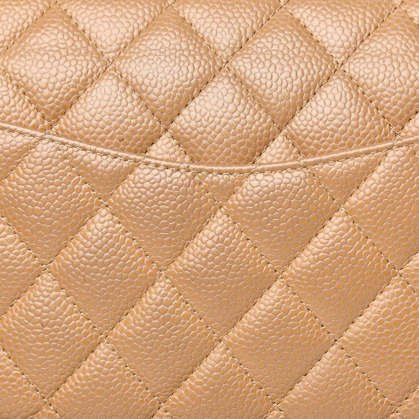 Caviar Quilted Medium Double Flap Beige