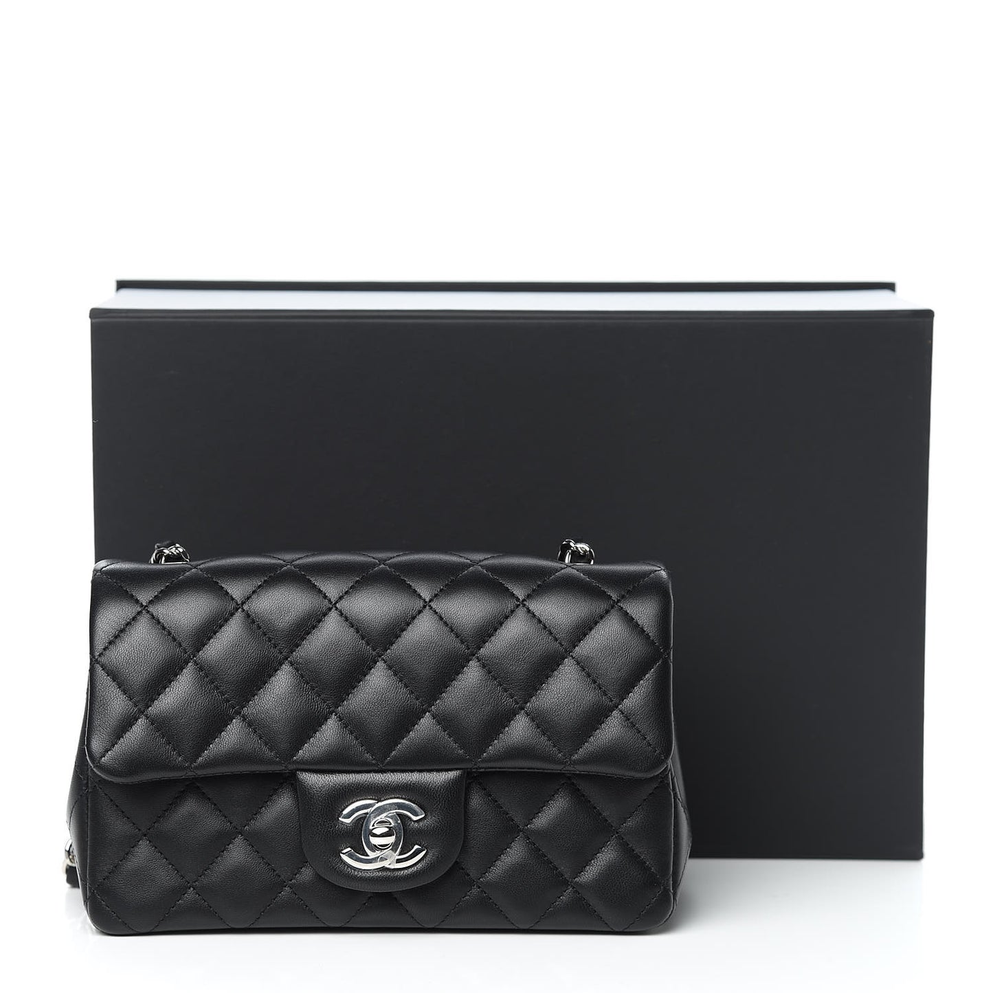 Lambskin Quilted Mini Rectangular Flap Black