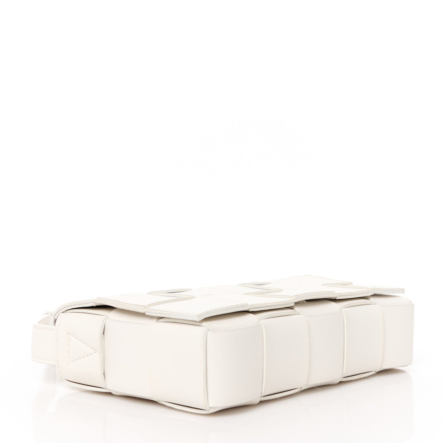 Lambskin Maxi Intrecciato Cassette Crossbody Bag White