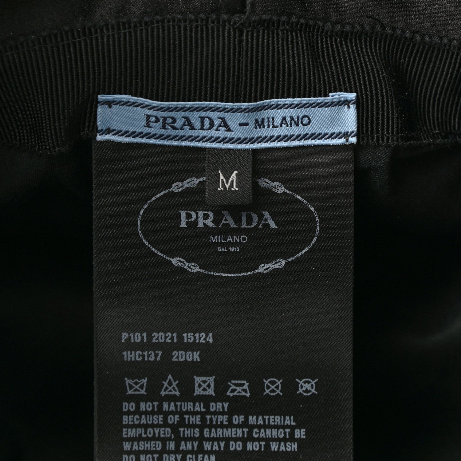 Prada Satin Crystal Metal Triangle Logo Womens Bucket Hat M Metal 8 of 8