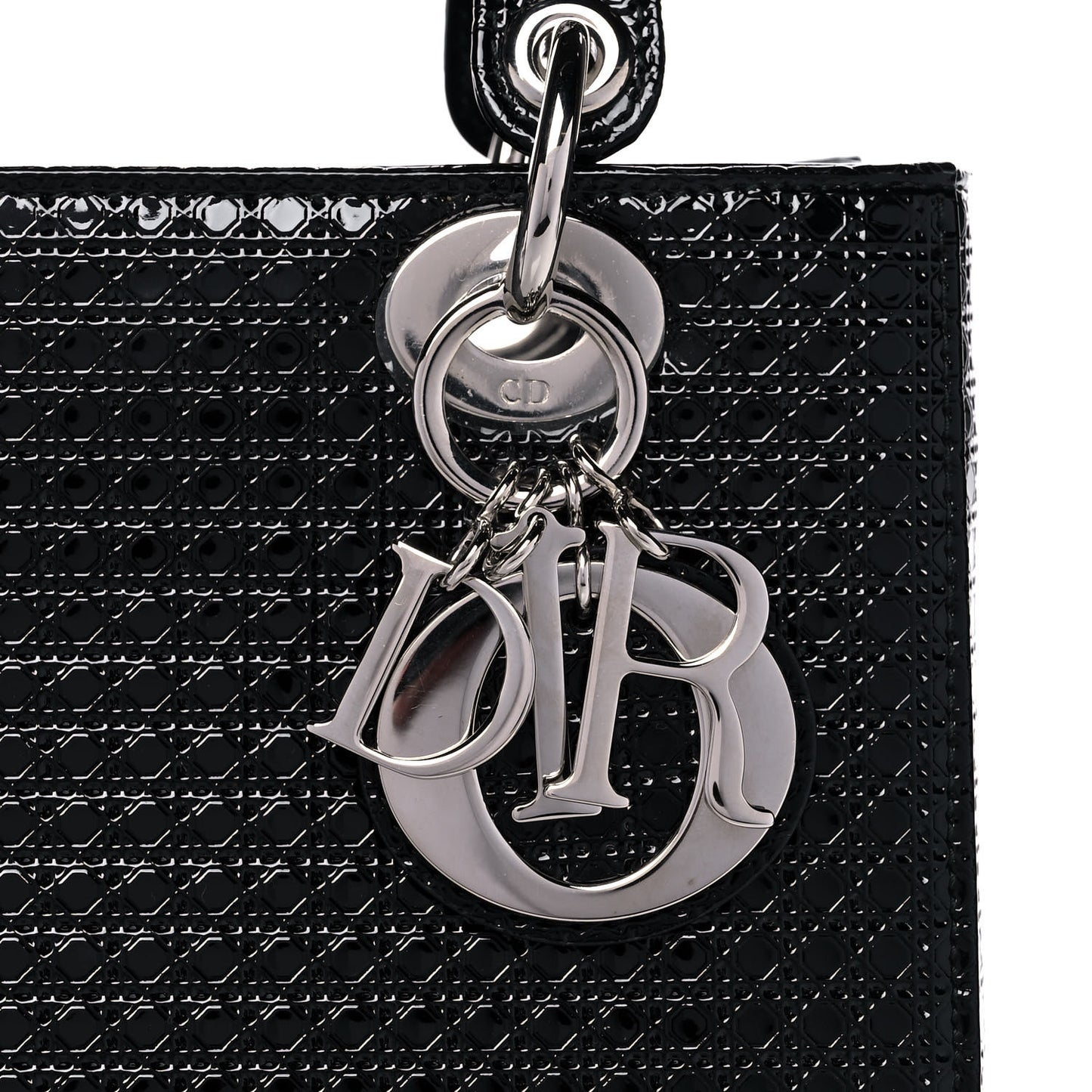 Patent Micro-Cannage Medium Lady Dior Black