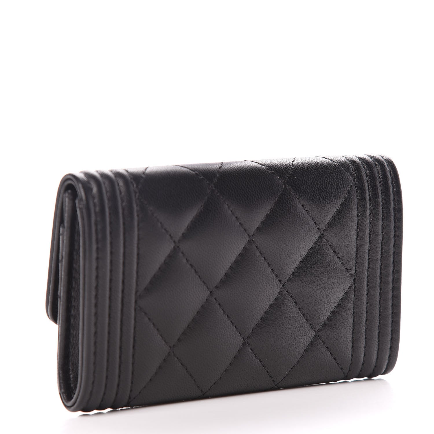 Chanel Lambskin Quilted Boy Card Holder Wallet Black 3 of 11