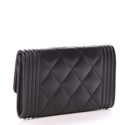 Chanel Lambskin Quilted Boy Card Holder Wallet Black 3 of 11
