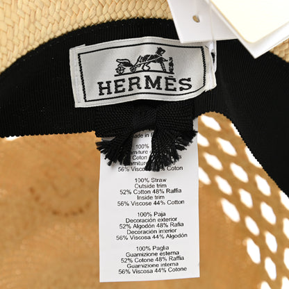 Hermes Straw Panama Elenora Hat 57 Naturel Black 8 of 8