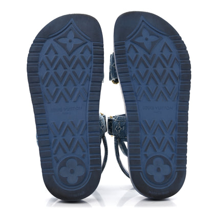 Louis Vuitton Denim Monogram LV Sunset Comfort Flat Sandals 37 Blue 6 of 11