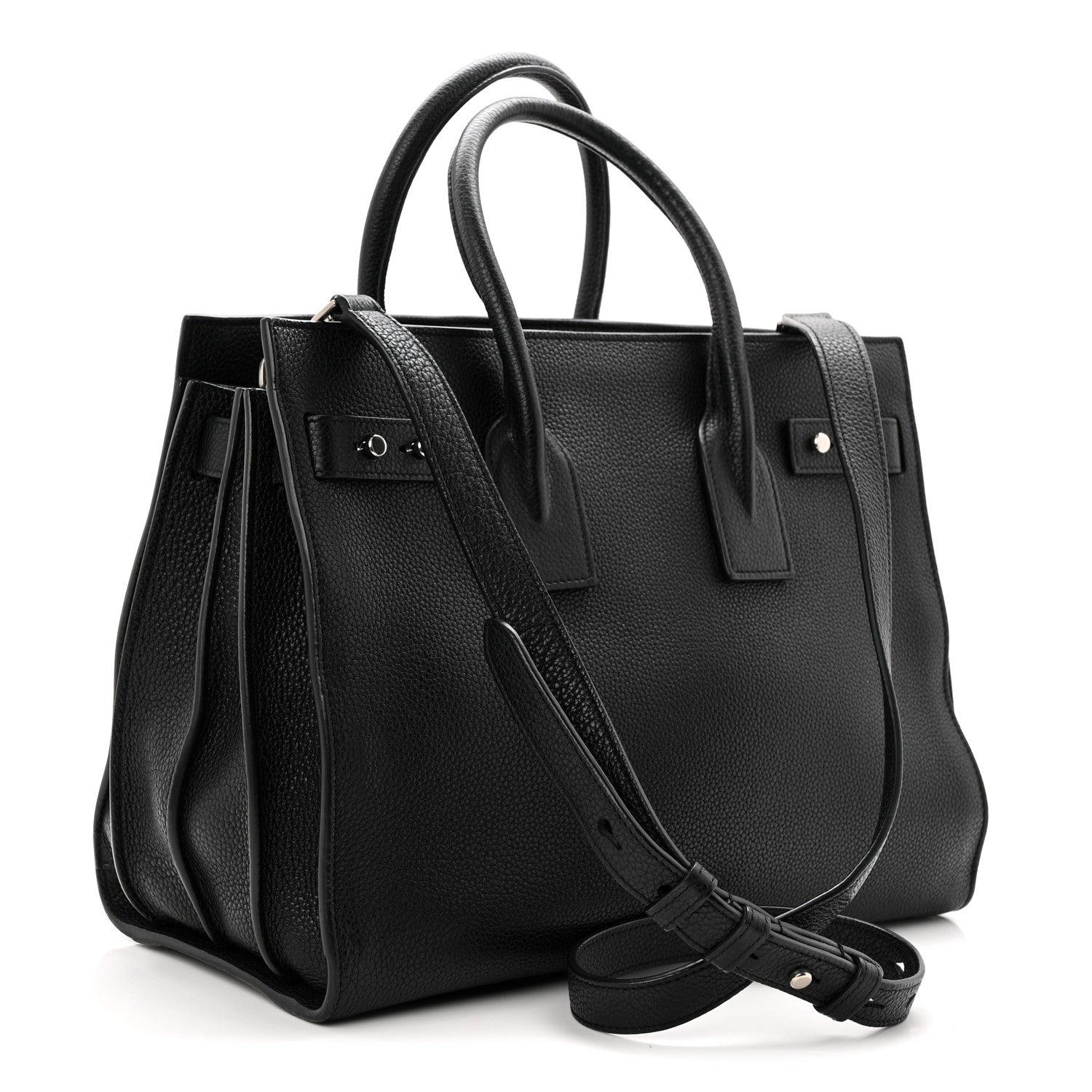 Saint Laurent Grained Calfskin Small Supple Sac De Jour Black